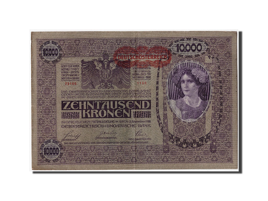 Banconote, Austria, 10,000 Kronen, Undated (1919), KM:65, 1918-11-02, MB+