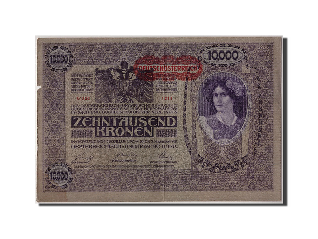 Billet, Autriche, 10,000 Kronen, Undated (1919), 1918-11-02, KM:65, TB