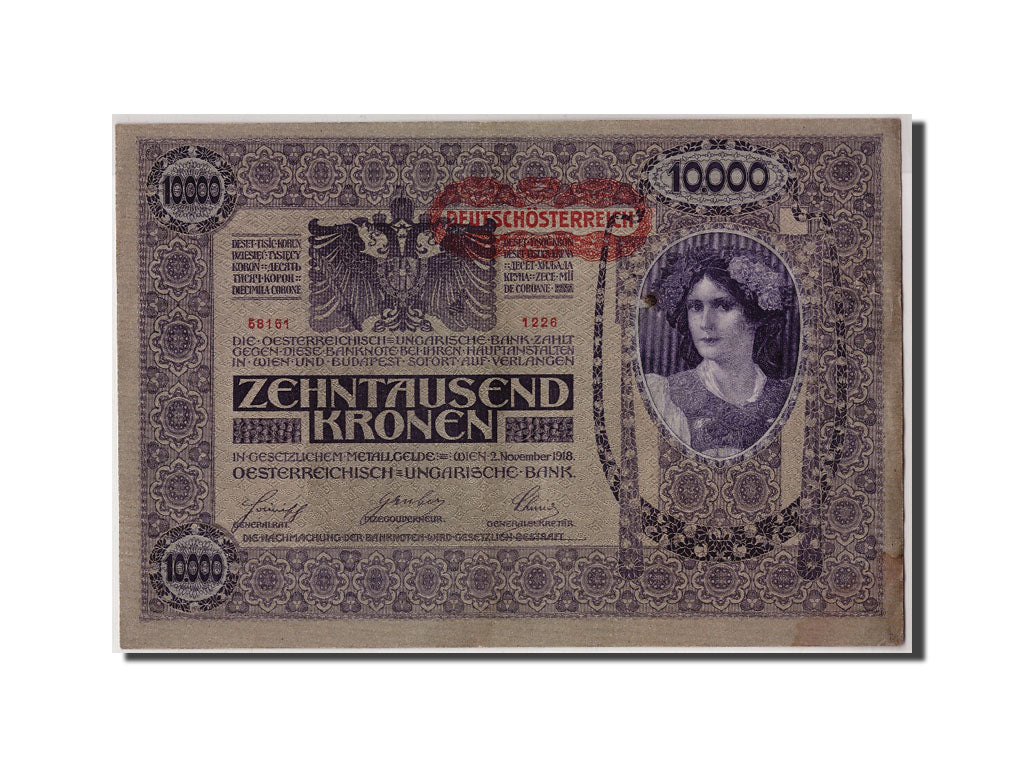 Billet, Autriche, 10,000 Kronen, Undated (1919), 1918-11-02, KM:65, TB