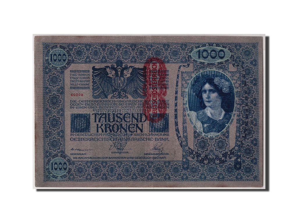 Austria, 1000 Kronen, Undated (1919), 1902-01-02, KM:59, EF(40-45)