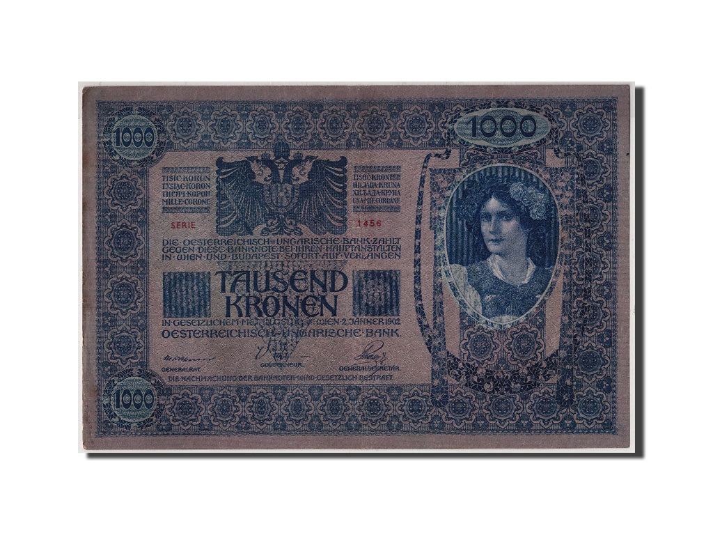 Austria, 1000 Kronen, Undated (1919), 1902-01-02, KM:59, EF(40-45)