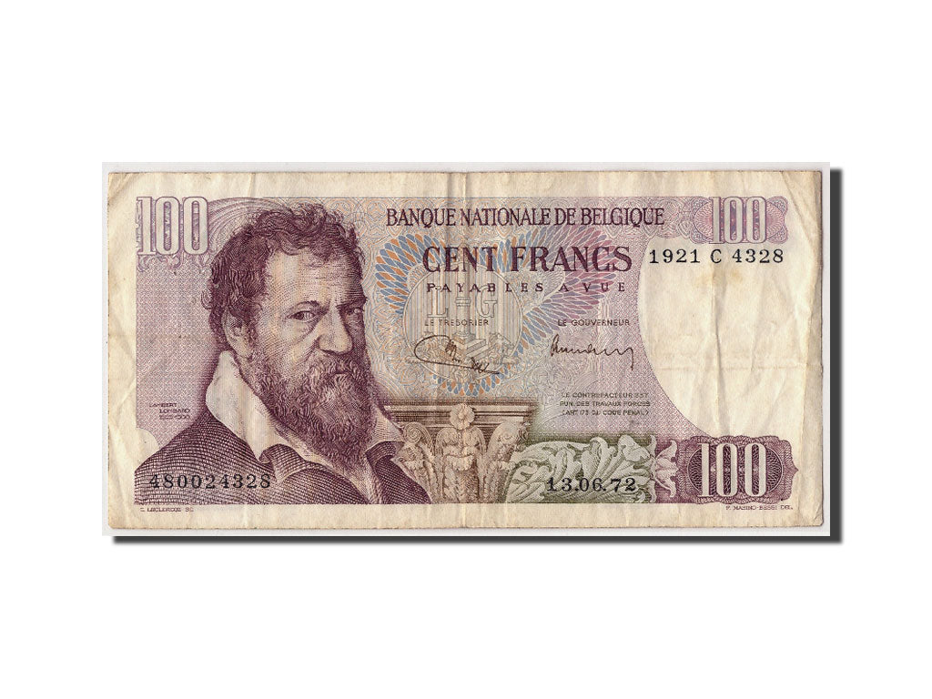 Banknote, Belgium, 100 Francs, 1972, 1972-06-13, KM:134b, VF(20-25)