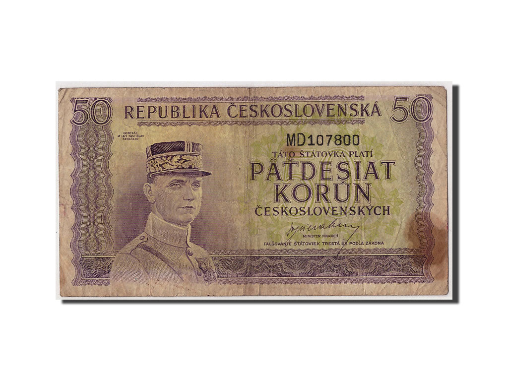 Banknote, Czechoslovakia, 50 Korun, undated (1945), Undated, KM:62a, VF(20-25)