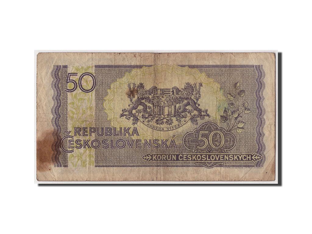 Banknote, Czechoslovakia, 50 Korun, undated (1945), Undated, KM:62a, VF(20-25)
