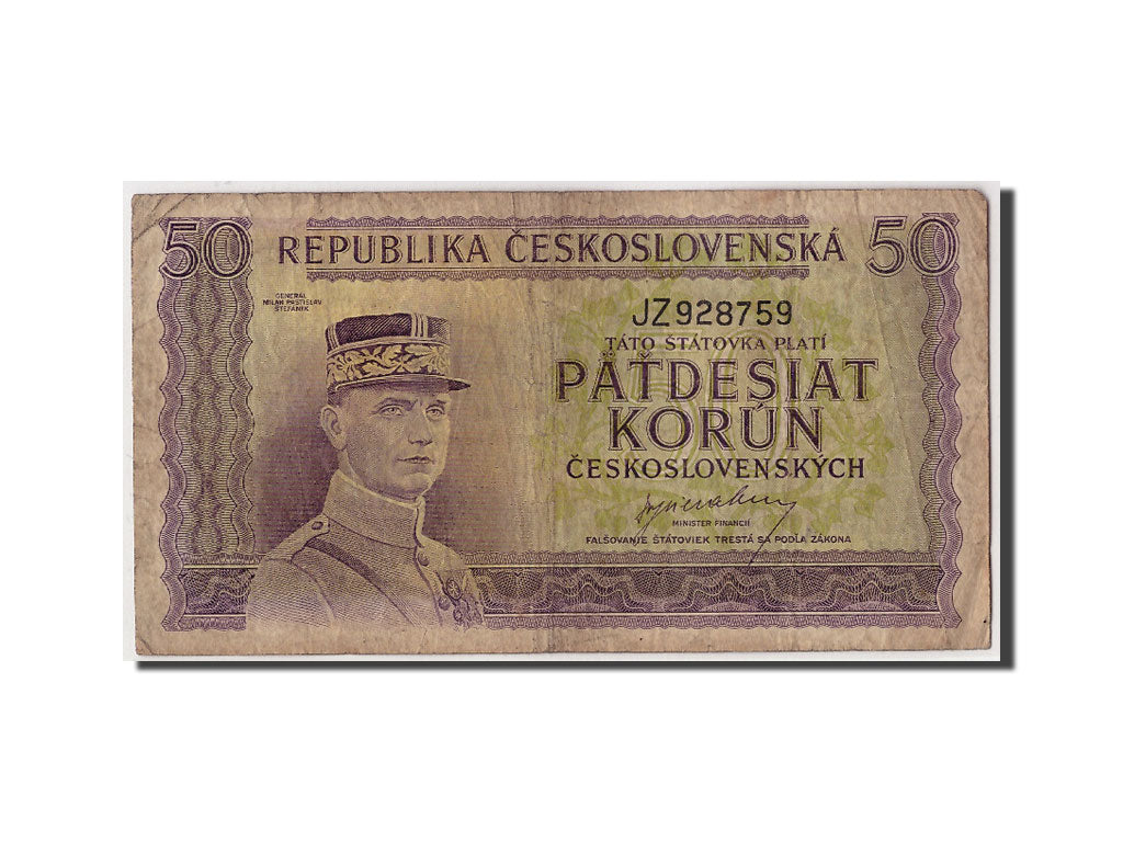 Banknote, Czechoslovakia, 50 Korun, undated (1945), Undated, KM:62a, VF(20-25)
