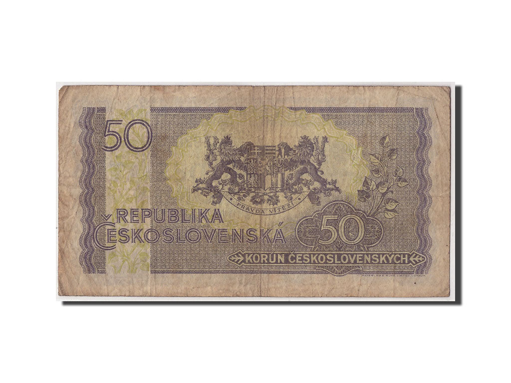 Banknote, Czechoslovakia, 50 Korun, undated (1945), Undated, KM:62a, VF(20-25)