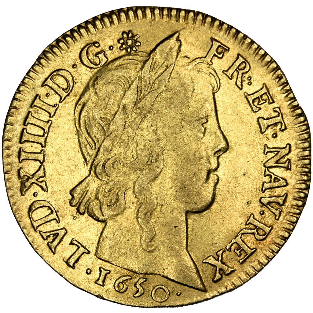FRANCE, Louis d'or à la mèche longue, Louis D'or, 1650, Paris, KM #157.1, AU(...