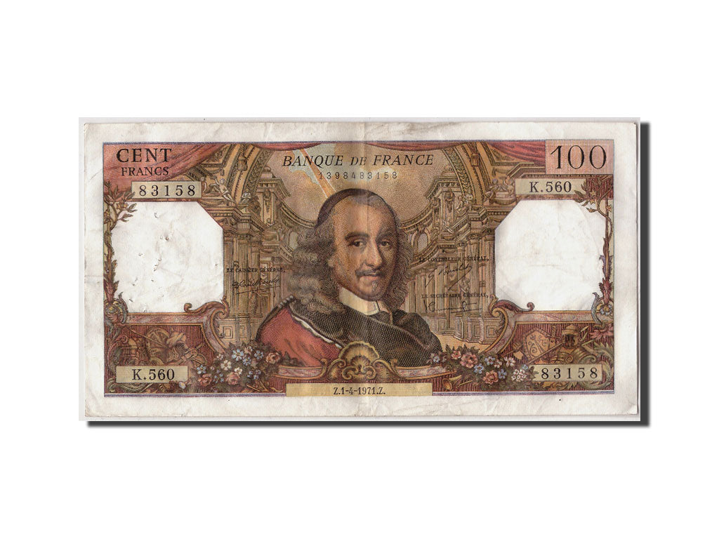 France, 100 Francs 1964-1979 ''Corneille'',KM:149c,1971-04-01,VF(30-35)