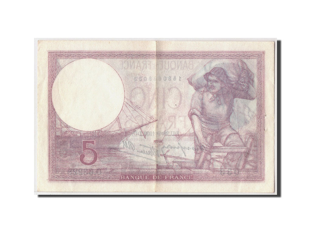 Biljet, Frankrijk, 5 Francs, 5 F 1917-1940 ''Violet'', 1939, 1939-09-28, SUP