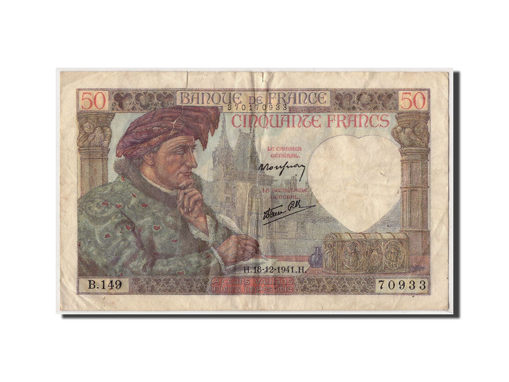Biljet, Frankrijk, 50 Francs, 50 F 1940-1942 ''Jacques Coeur'', 1941