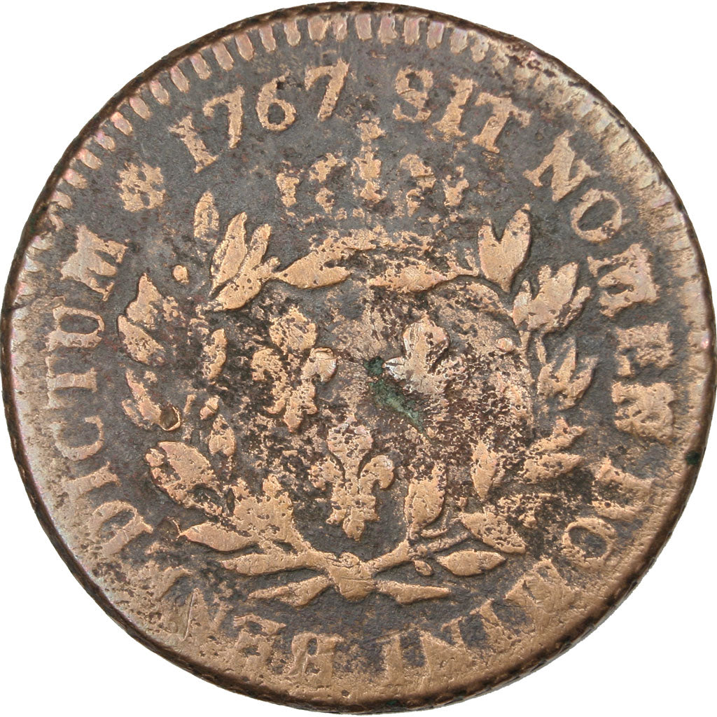 FRENCH COLONIES, 12 Deniers, Sol, 1767, Paris, KM #6, VF(30-35), Bronze, 12.67