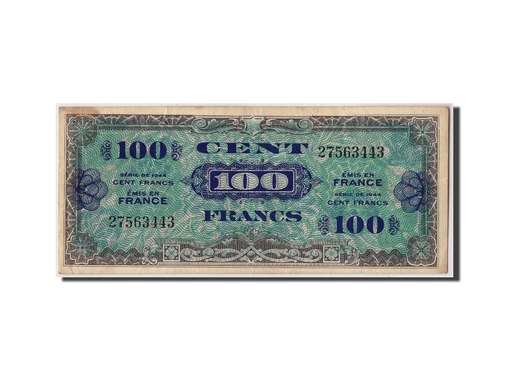 France, 100 Francs, 1944 Flag/France, 1944, KM:118a, Undated, VF(30-35)