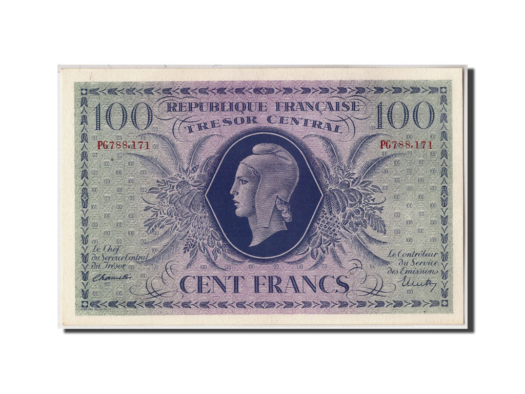 France, 100 Francs, 1943-1945 Marianne, 1943, KM:105a, 1943-10-02, UNC(64)