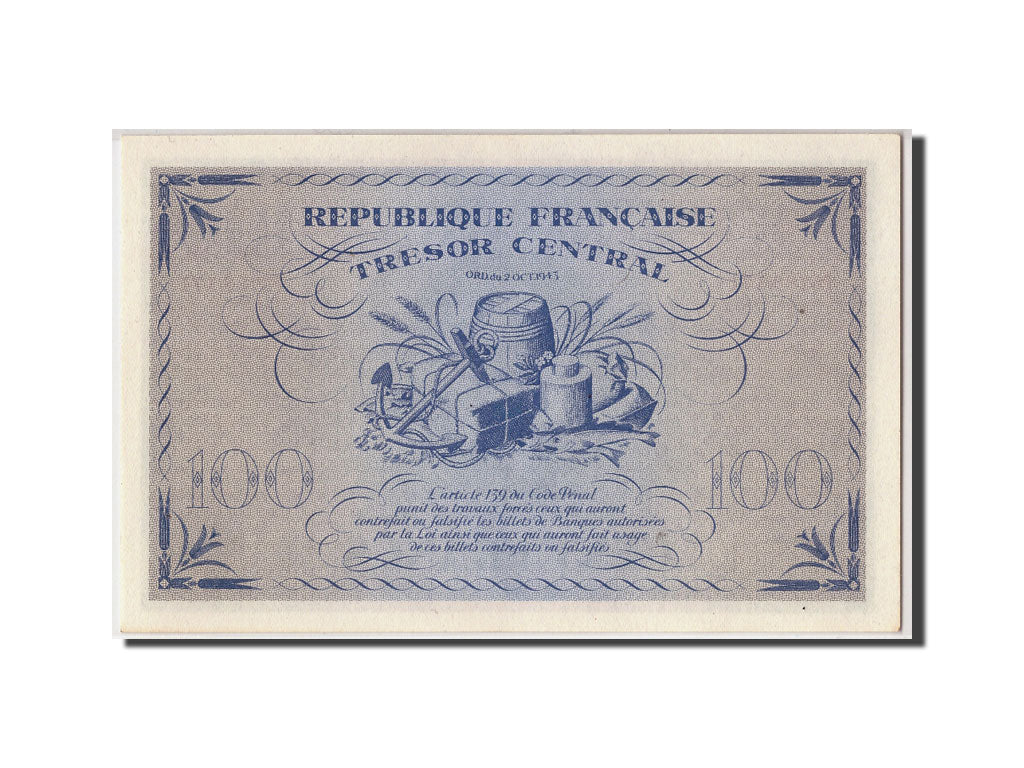 France, 100 Francs, 1943-1945 Marianne, 1943, KM:105a, 1943-10-02, UNC(64)