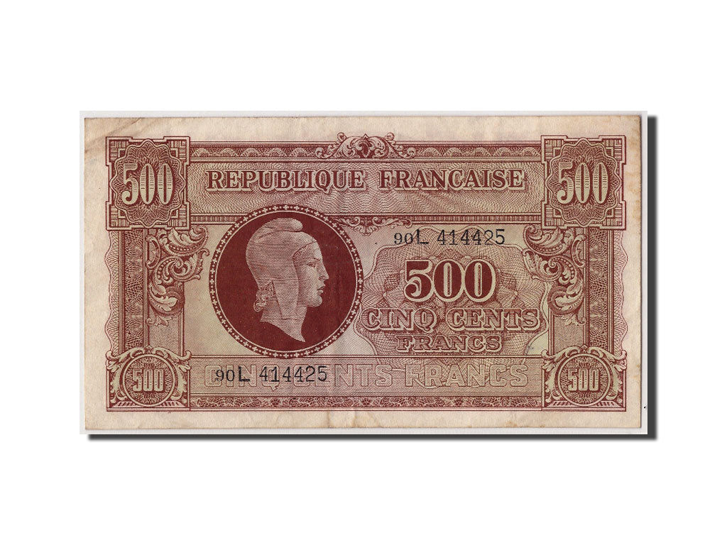 France, 500 Francs, 1943-1945 Marianne, undated (1945), KM:106, EF(40-45)