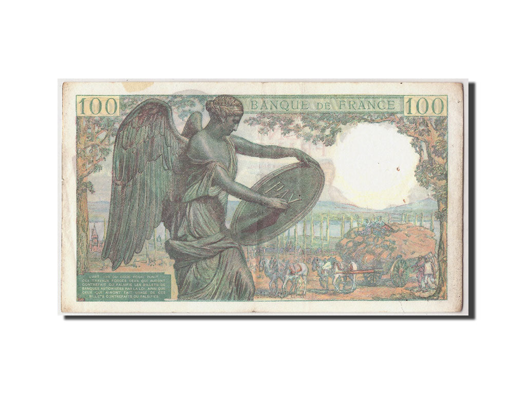 Geldschein, Frankreich, 100 Francs, 100 F 1942-1944 ''Descartes'', 1942