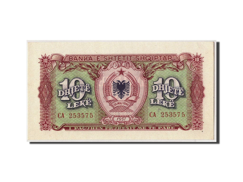 Albania, 10 Lekë, 1957, KM:28a, Undated, FDS
