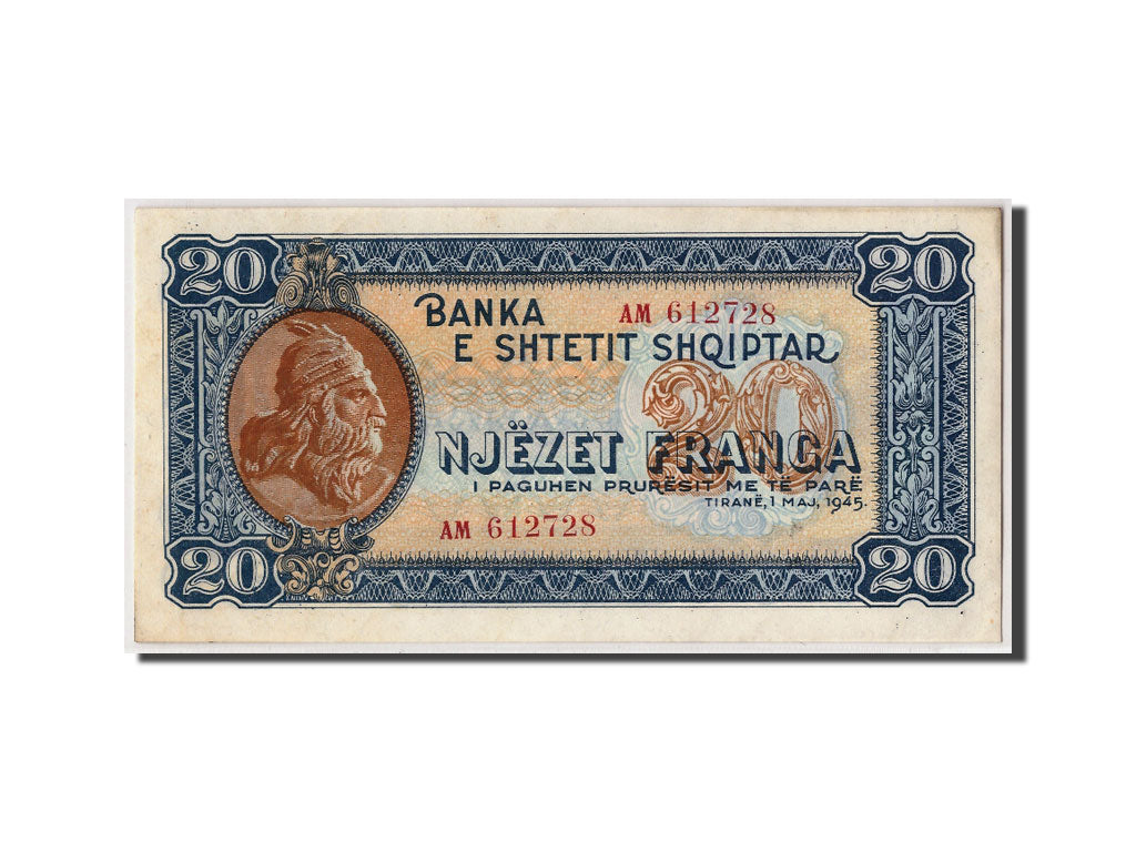 Albanie, 20 Franga, 1945, KM:16, 1945-05-01, SPL