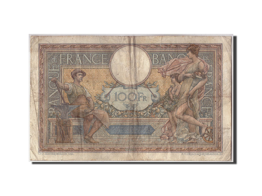 France, 100 Francs 1908-1939 Luc Olivier Merson, 1926-12-07, KM:78b,VF(20-25)