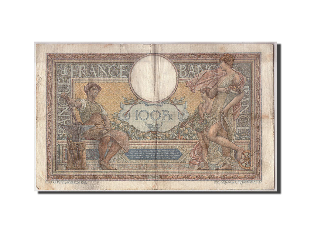 Banknote, France, 100 Francs, 100 F 1908-1939 ''Luc Olivier Merson'', 1927