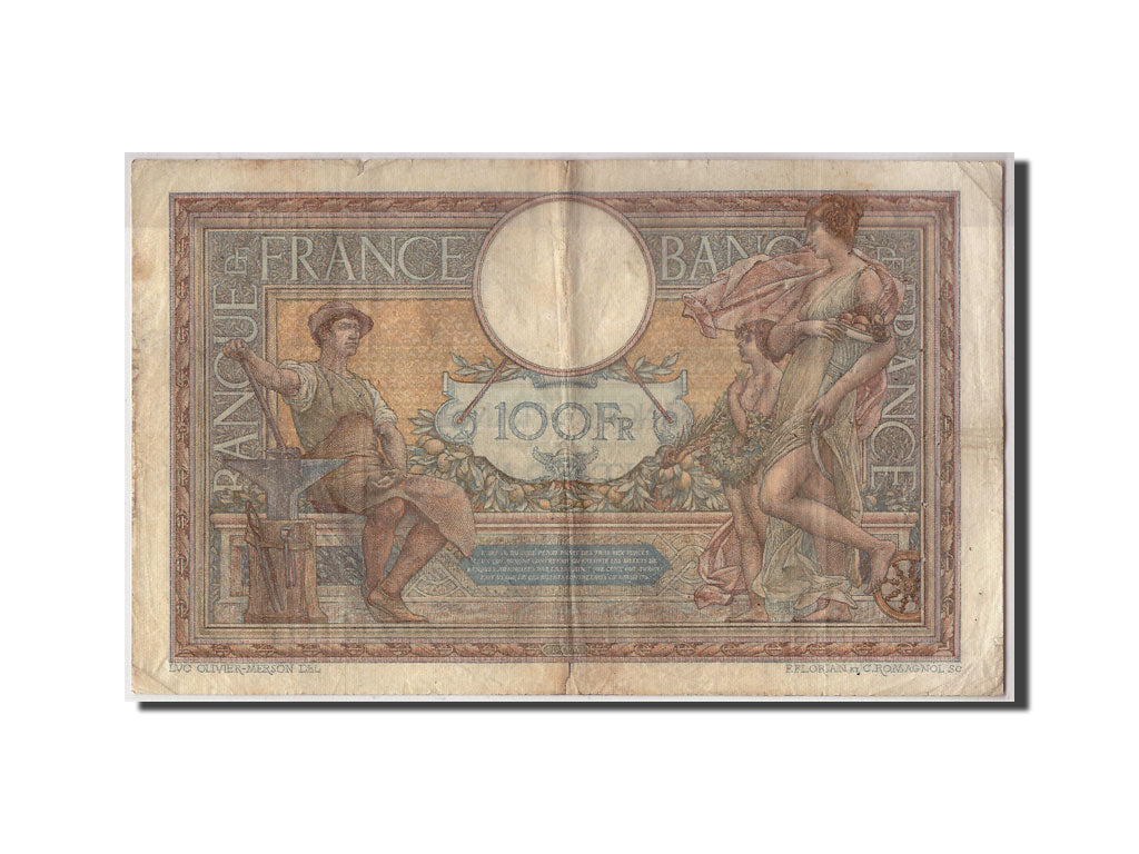 Billete, Francia, 100 Francs, 100 F 1908-1939 ''Luc Olivier Merson'', 1927