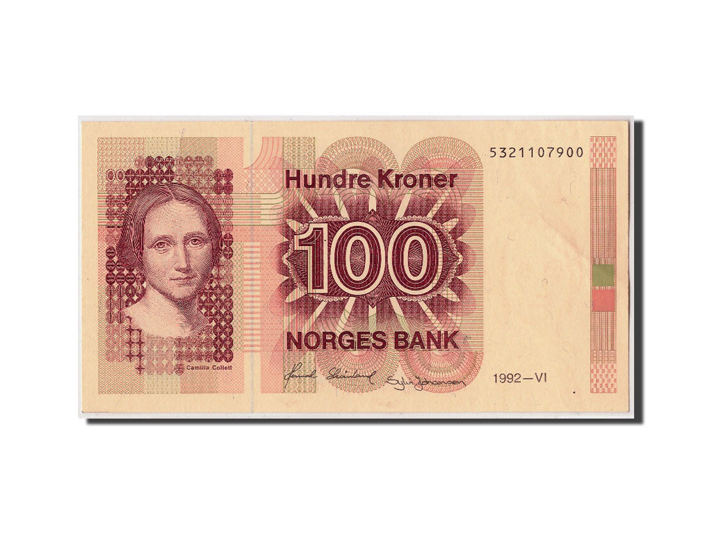 Norvegia, 100 Kroner, 1992, KM:43d, Undated, SPL