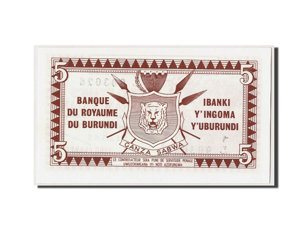Burundi, 5 Francs, 1965, KM:8, 1965-05-01, UNC(65-70)
