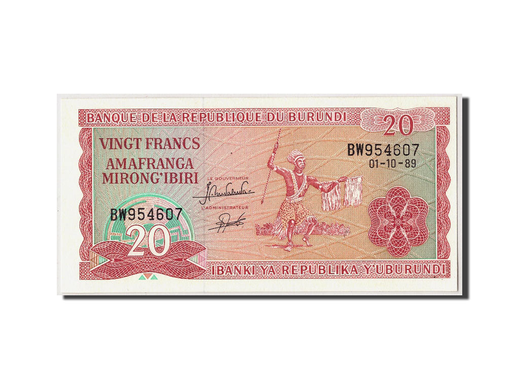 Burundi, 20 Francs, 1989, 1989-10-01, KM:27b, UNC(65-70)
