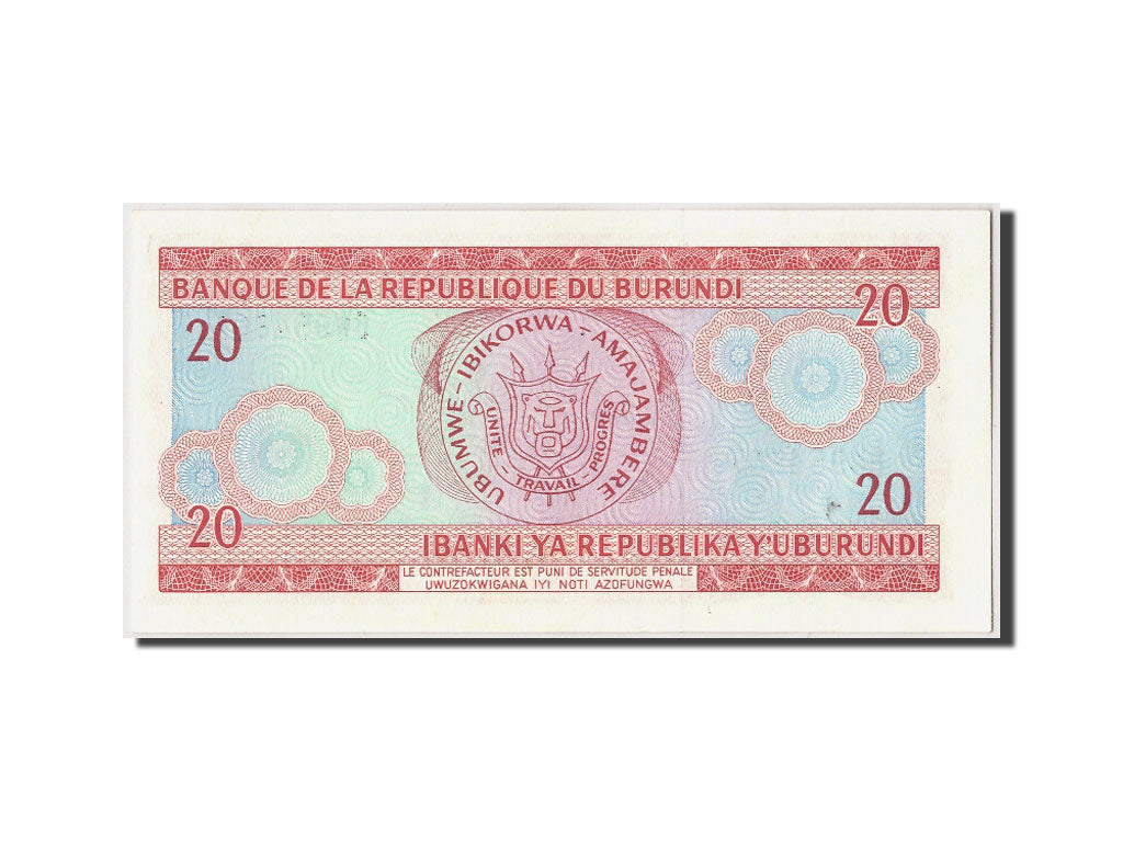 Burundi, 20 Francs, 1989, 1989-10-01, KM:27b, UNC(65-70)