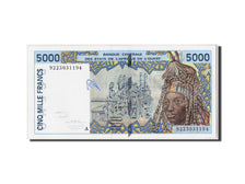 Billet, West African States, 5000 Francs, 1992, Undated, KM:113Aa, NEUF