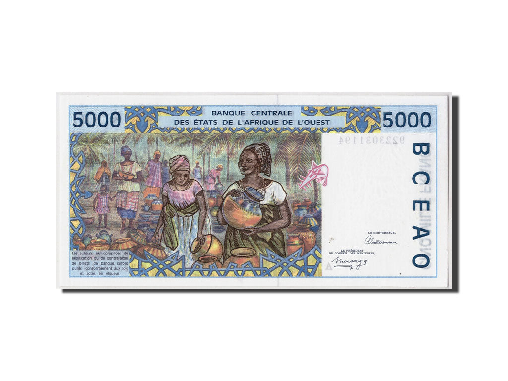 Banconote, Stati dell'Africa occidentale, 5000 Francs, 1992, KM:113Aa, Undated