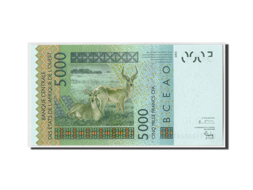 Banconote, Stati dell'Africa occidentale, 5000 Francs, 2003, KM:317Ca, Undated