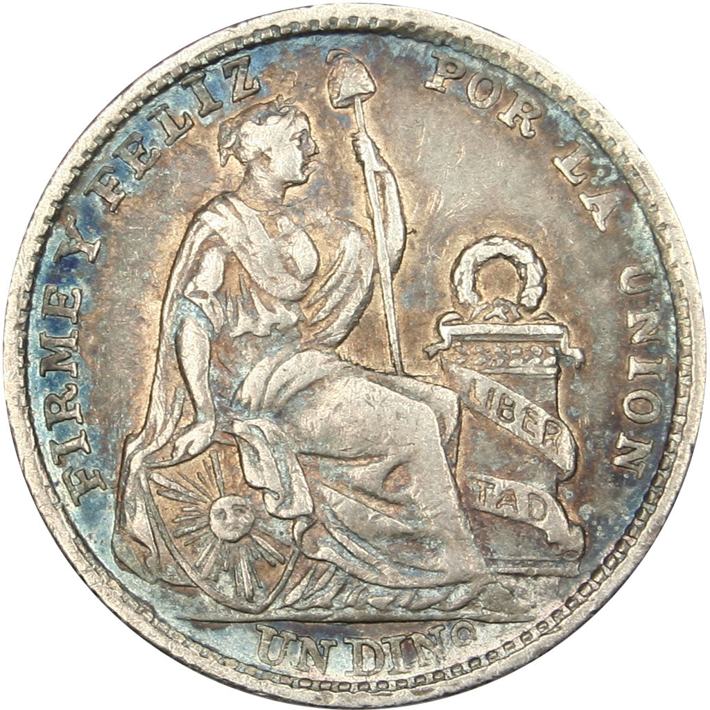 PERU, Dinero, 1912, Lima, KM #204.2, AU(50-53), Silver, 18, 2.49