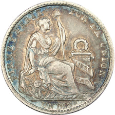 PERU, Dinero, 1912, Lima, KM #204.2, AU(50-53), Silver, 18, 2.49