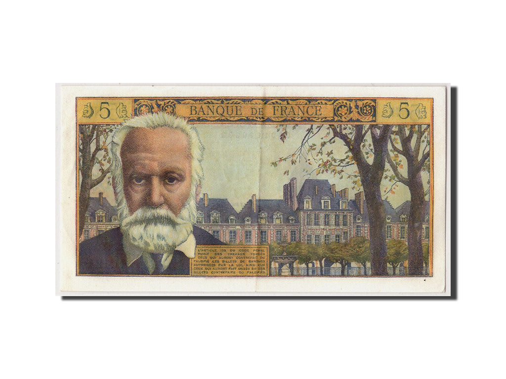 France,5 Nouveaux Francs Victor Hugo,1964-5-6,KM:141a,Fayette:56.15,AU(55-58)