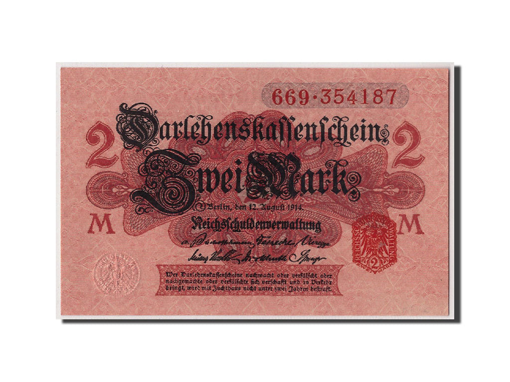 Germania, 2 Mark, 1914, KM:54, 1914-08-12, FDS