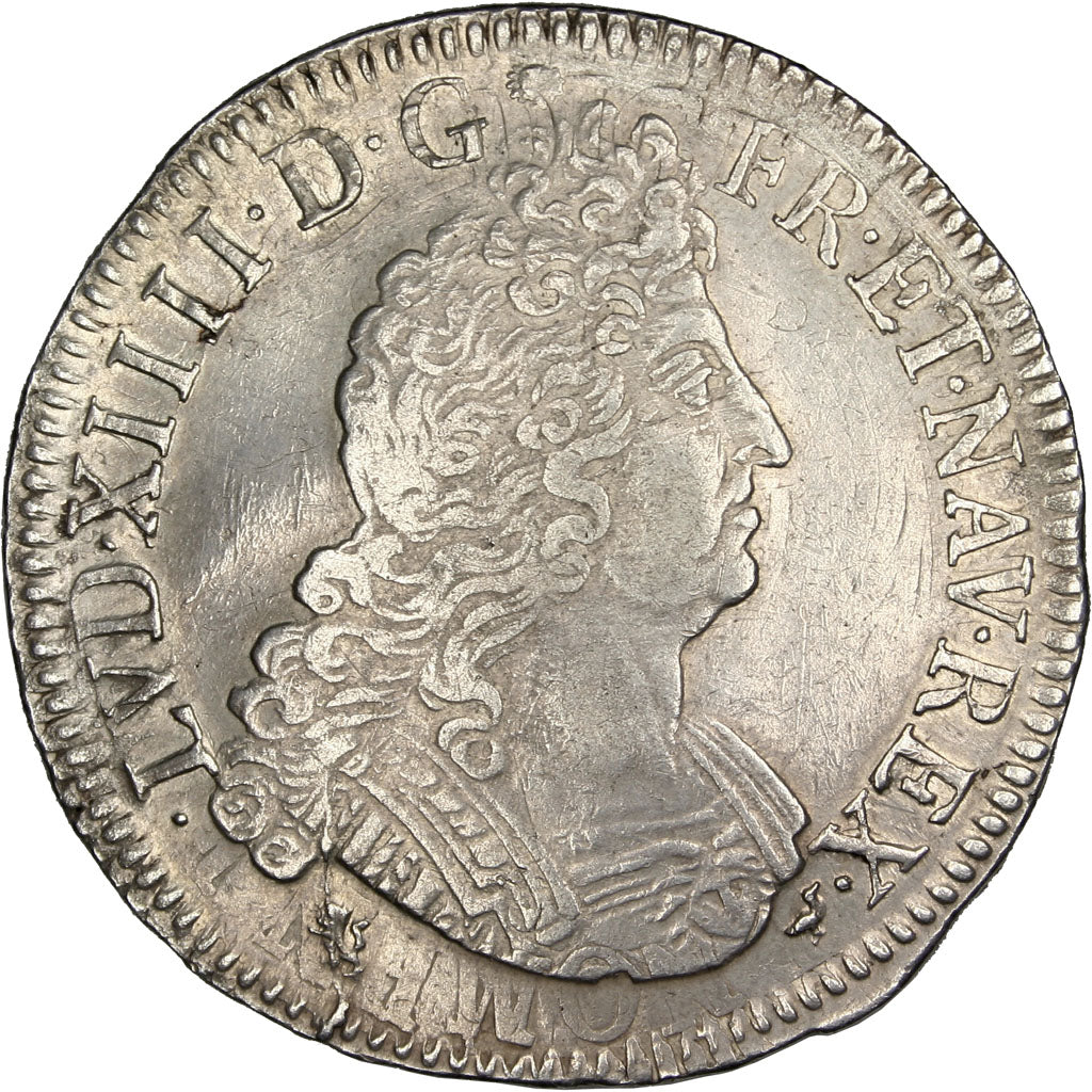 FRANCE, Écu aux 8 L 2e type, ECU, 1704, Rennes, KM #360.24, AU(50-53), Silver, .