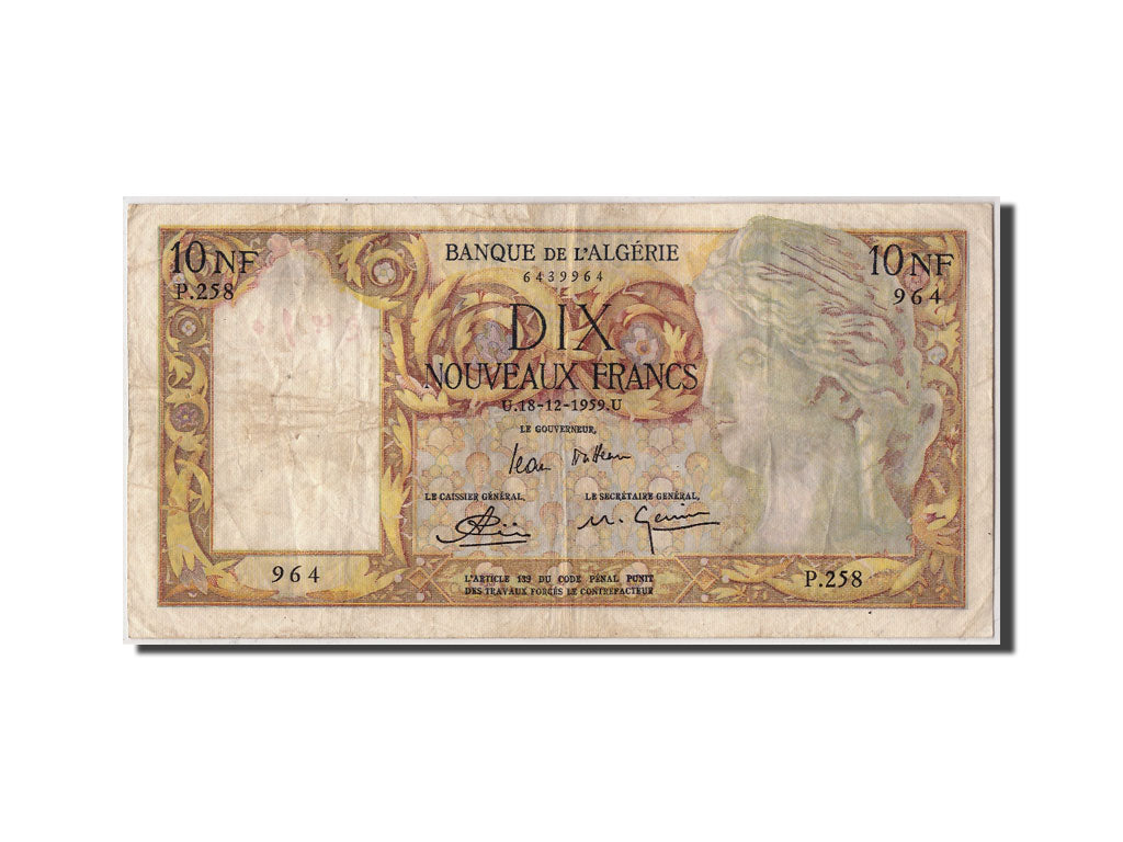 Algérie, 10 Nouveaux Francs, 1959, KM:119a, 1959-12-18, TB
