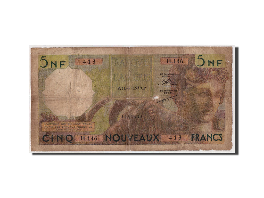 Algérie, 5 Nouveaux Francs, 1959, KM:118a, 1959-07-31, B