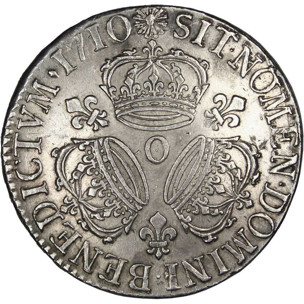 FRANCE, Écu aux 3 couronnes, ECU, 1710, Riom, KM #386.13, AU(50-53), Silver, ...