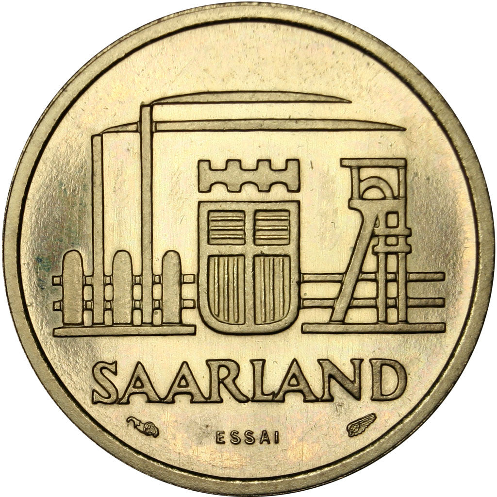 Coin, SAARLAND, 20 Franken, 1954, Paris, MS(63), Aluminum-Bronze