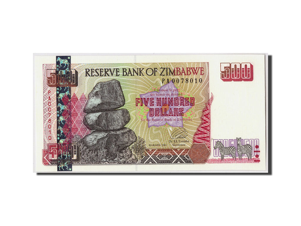 Simbabwe, 500 Dollars, 2001, KM:10, Undatiert, UNC(65-70)