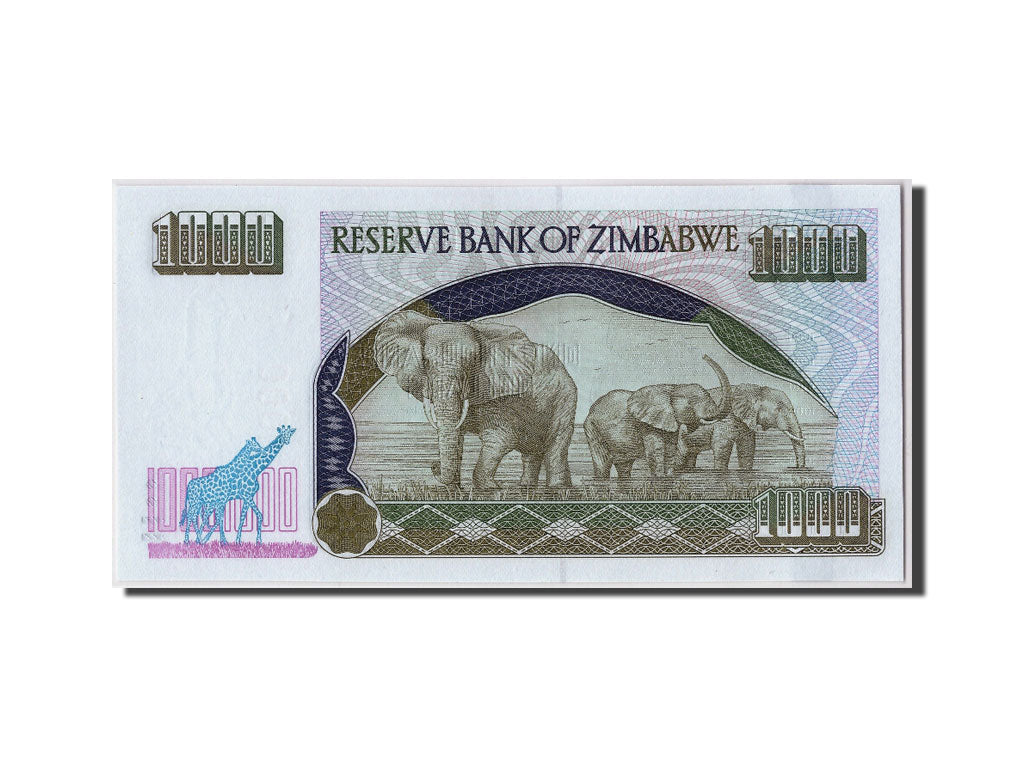 Banconote, Zimbabwe, 1000 Dollars, 2003, KM:12a, Undated, FDS