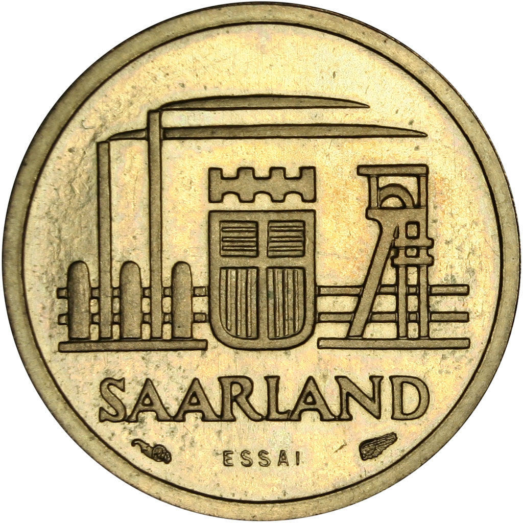 Coin, SAARLAND, 10 Franken, 1954, Paris, MS(63), Aluminum-Bronze