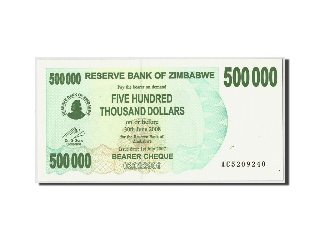 Banconote, Zimbabwe, 500,000 Dollars, 2007, KM:51, 2007-07-01, FDS