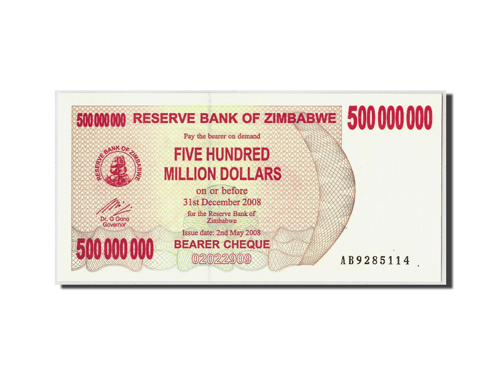 Geldschein, Simbabwe, 500 Million Dollars, 2008, 2008-05-02, KM:60, UNZ