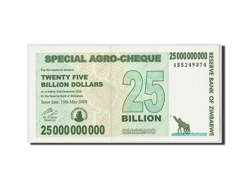 Geldschein, Simbabwe, 25 Billion Dollars, 2008, 2008-05-15, KM:62, UNZ