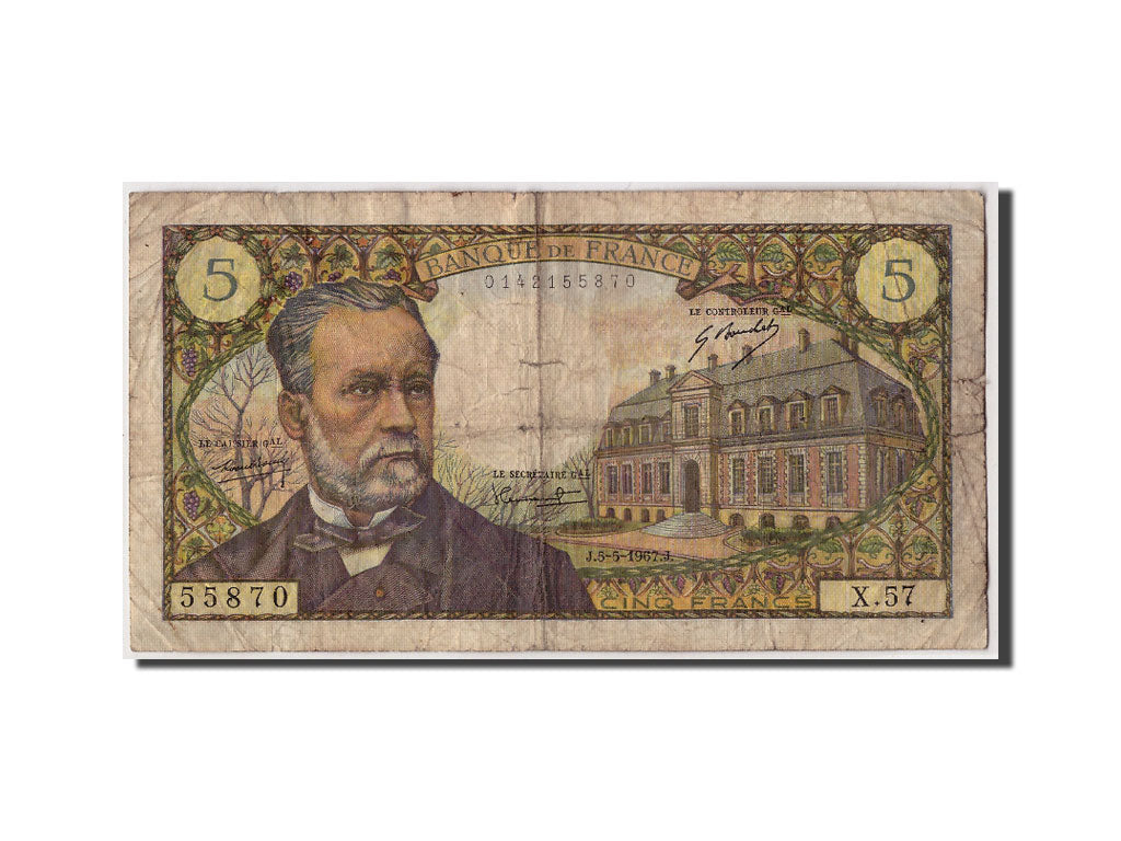 France, 5 Francs ''Pasteur'', 1967, KM:146b, 1967-05-05, F(12-15)