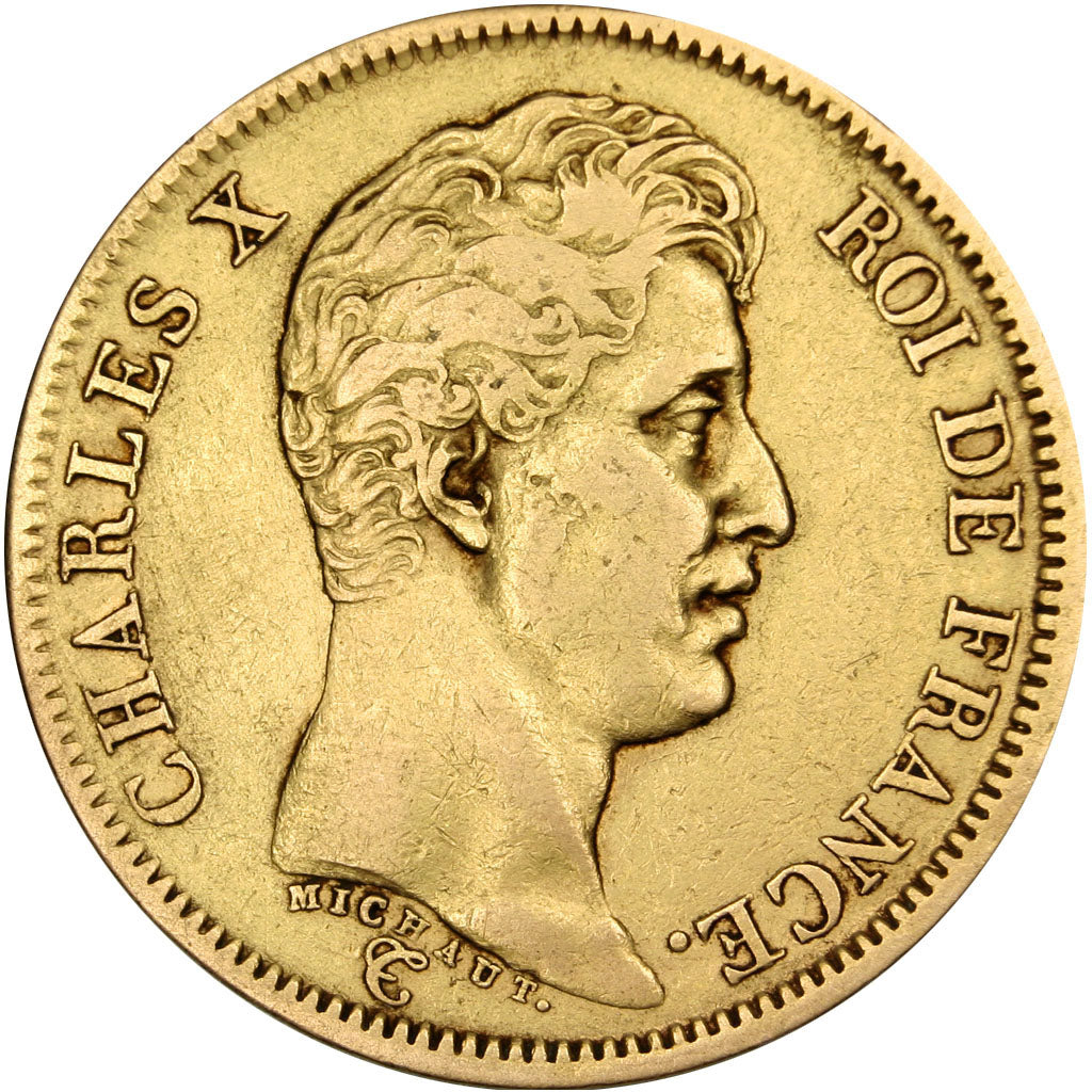 Moneta, Francia, Charles X, 40 Francs, 1824, Paris, BB, Oro, Gadoury:1105