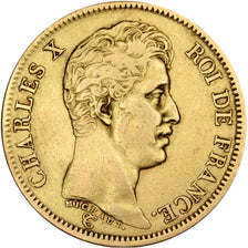 Moneda, Francia, Charles X, 40 Francs, 1824, Paris, MBC, Oro, Gadoury:1105